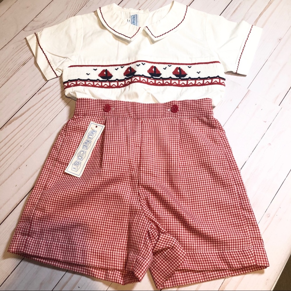 Boys Handsmocked Sailboat Boysuit, 3T, NWT